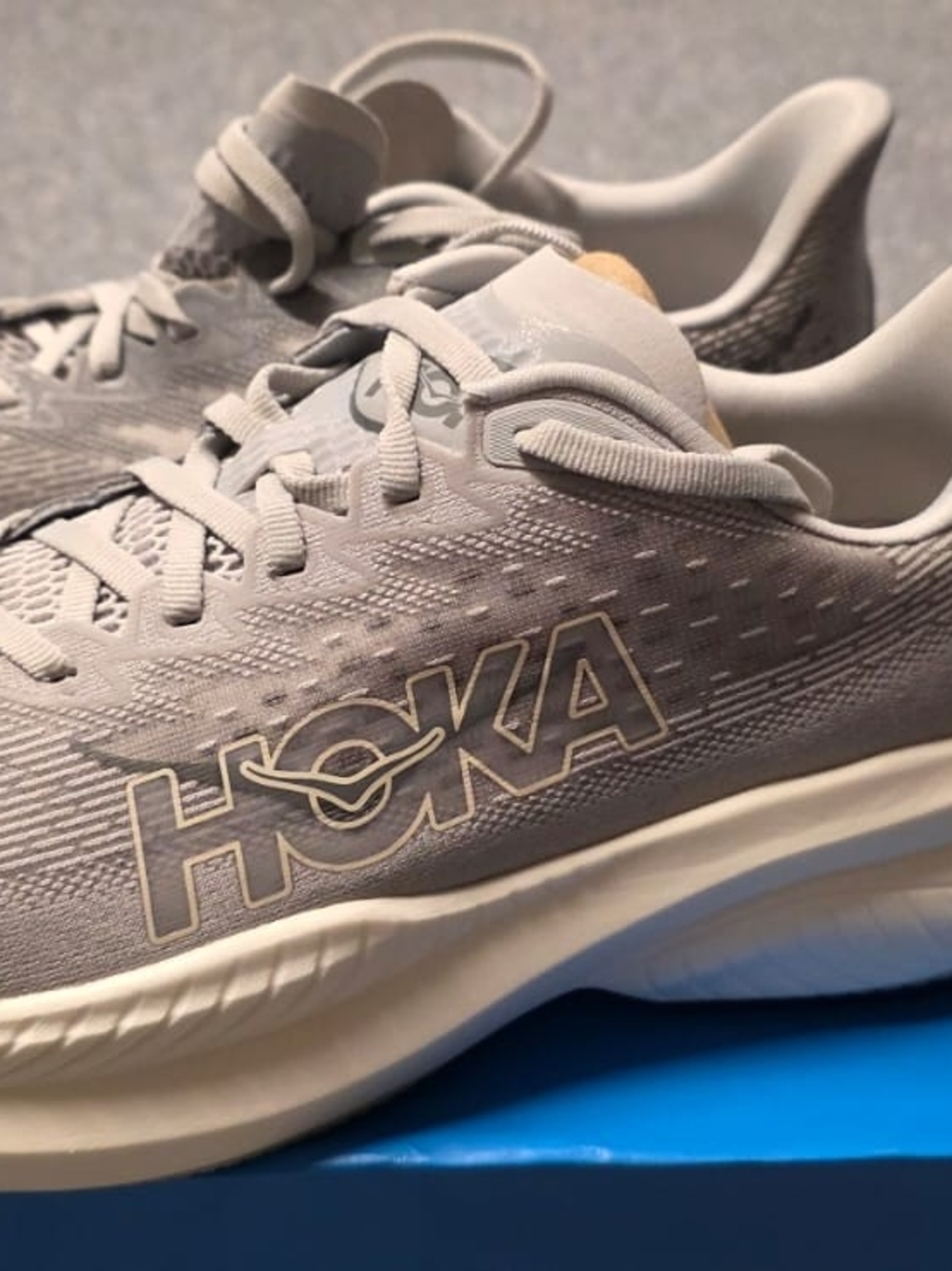 Hoka Light Gray Athletic Running Shoes